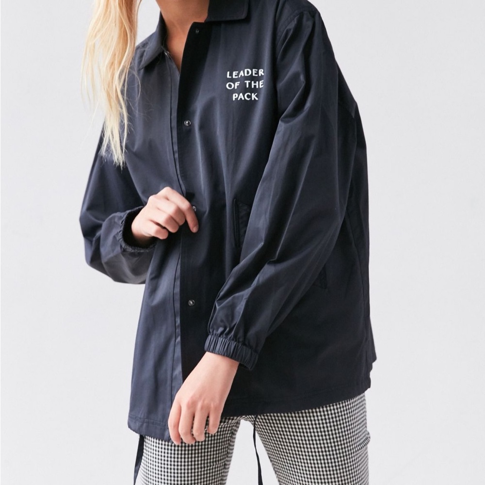 Navy Waterproof Rain Jacket Womens Size Medium - Oversized Skater Zip Up Style